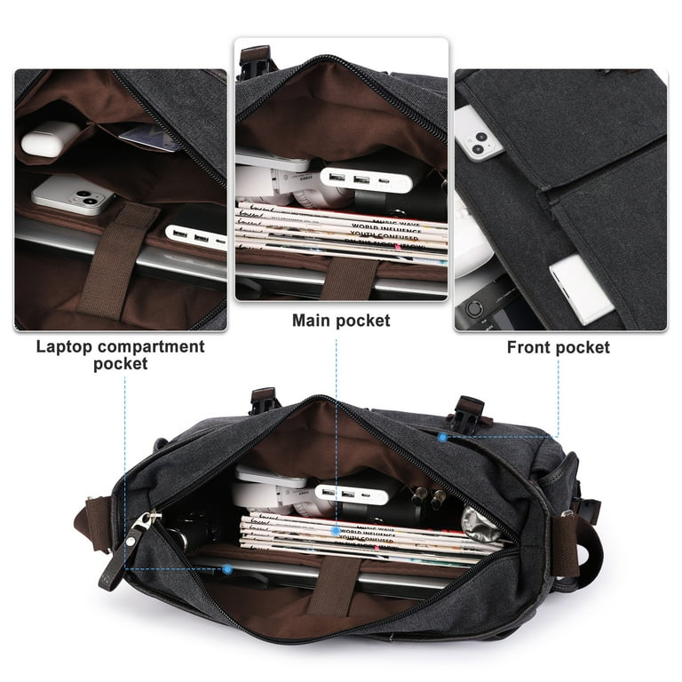  Men's Bag, Vintage Messenger Bag, Comfortable Shoulder Bag  (black) : Clothing, Shoes & Jewelry