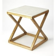Beaumont Lane Metropolitan Living Marble and Wood End Table in Brown