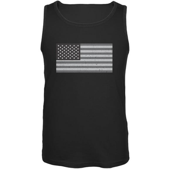 4th of July Black Flag American Black Adult Tank Top - Large
