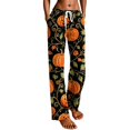 thumbnail image 2 of Yellow Fall, Autumn, & Halloween Themed Pajama Pants Pj Pants Fall Loose Fit Party Costume M, 2 of 4