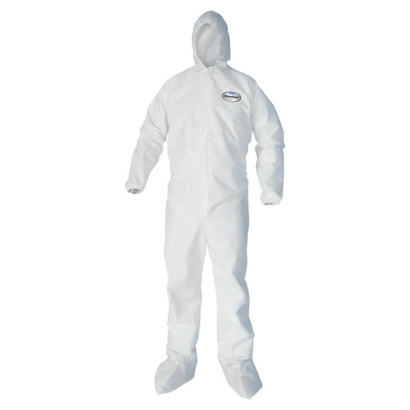 KleenGuard* A30 Elastic Back and Cuff Hooded/Boots Coveralls, White, XL,25/Ctn