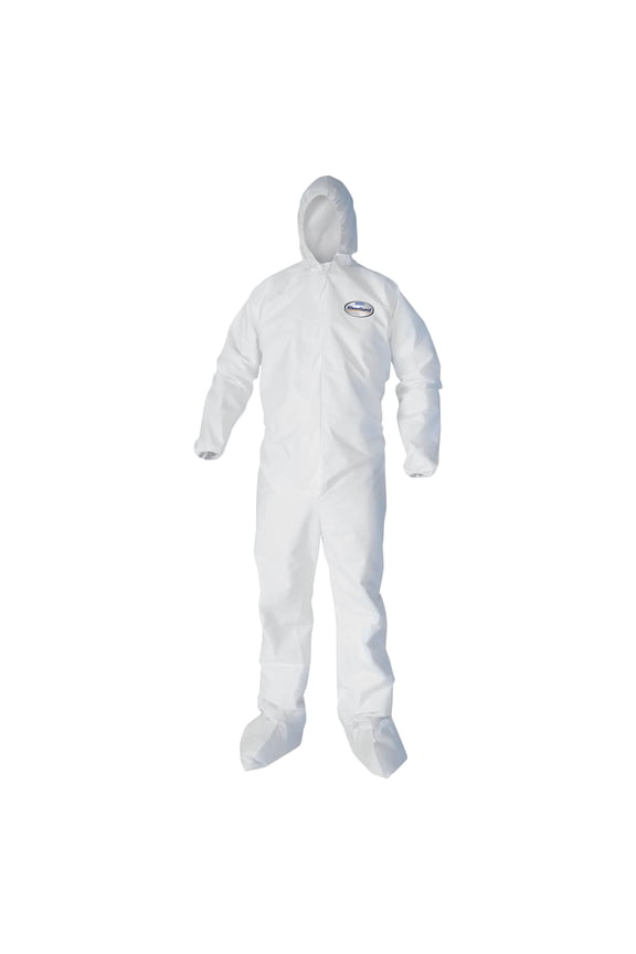 KleenGuard* A30 Elastic Back and Cuff Hooded/Boots Coveralls, White, XL,25/Ctn