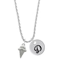 thumbnail image 1 of Delight Jewelry Silvertone Ice Cream Cone Silvertone Script Initial Disc - D - Charm Necklace, 20"+3", 1 of 4