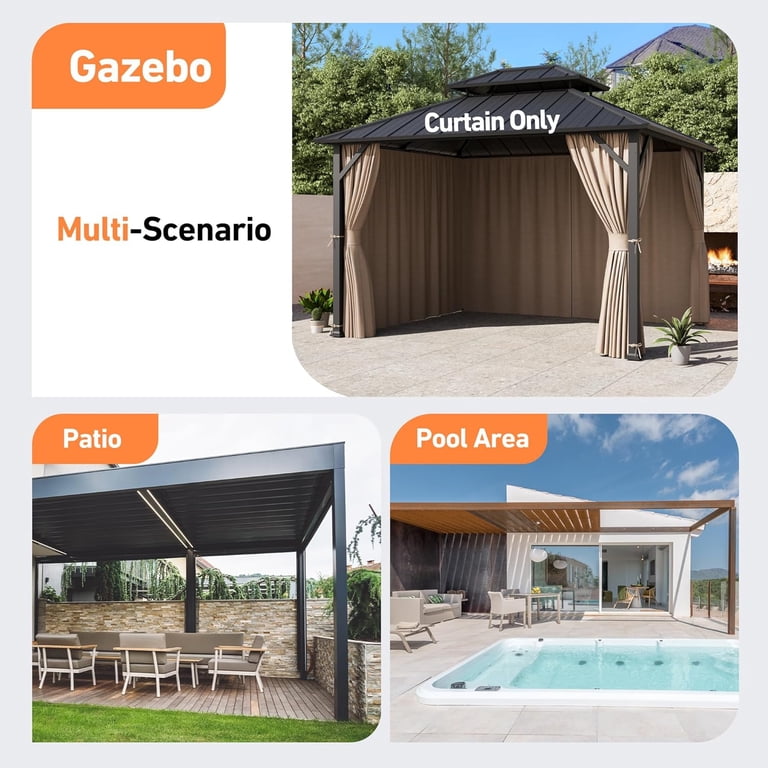Covered Outdoor Universal 10' x12' Gazebo Curtain Replacement 4