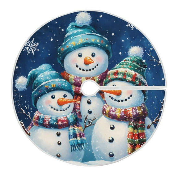 Ryvnso Christmas Tree Skirt Christmas Snowmans Family Xmas Tree Skirts Ornament Home Decorations 35.4"