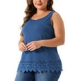 thumbnail image 4 of Agnes Orinda Plus Size Tank Tops for Women Round Neck Swing Lace Flowy Tops Blouse 2X Navy Blue, 4 of 6