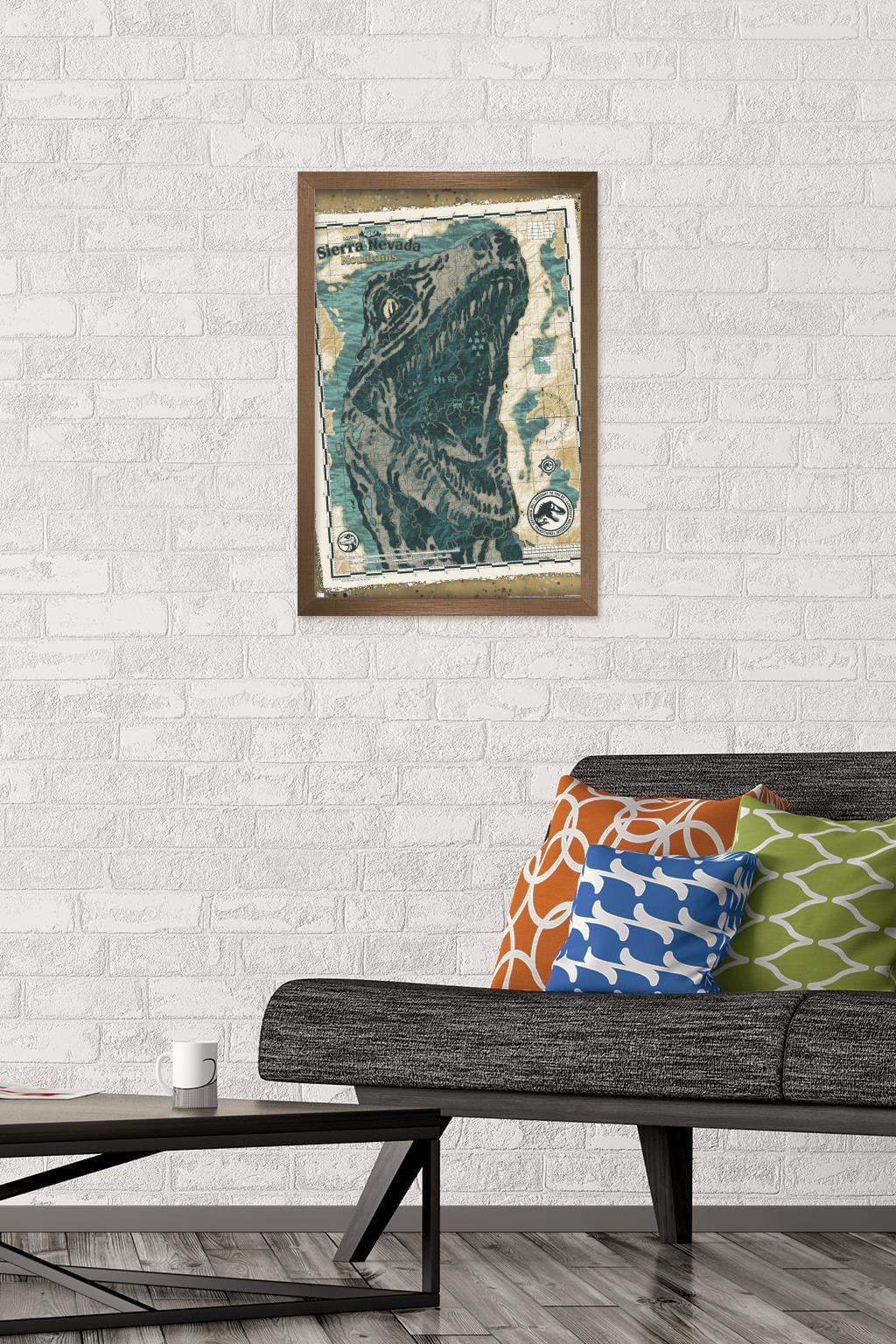 Jurassic World: Dominion - Sierra Nevada Mountains Map Wall Poster, 14.725" x 22.375" Framed
