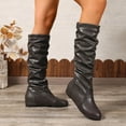 thumbnail image 5 of Womens Slouch Knee High Boots Casual Leather Winter Fall No Heel Over The Knee Tall Dress Boots for Ladies, 5 of 8