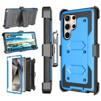 Samsung Galaxy S24 Ultra 5G Case, Case with Belt Clip Holster Heavy Duty Rugged Shockproof Full Body Protection Kickstand Cover for Samsung Galaxy S24 Ultra (Blue)