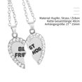 thumbnail image 4 of 2pcs Per Set Heart Rhinestone Best Necklace Best friends Friends Engraved Pendant Friendship Necklace, 4 of 7