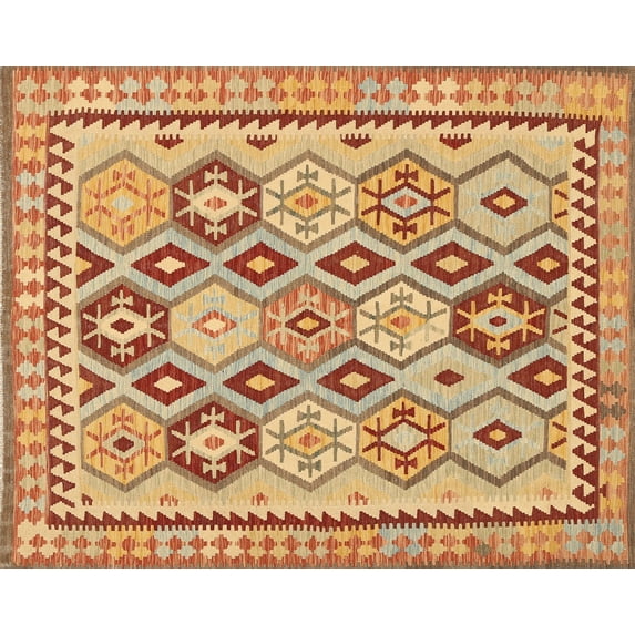 Ahgly Company Machine Washable Indoor Rectangle Traditional Grapefruit Red Area Rugs, 5' x 7'
