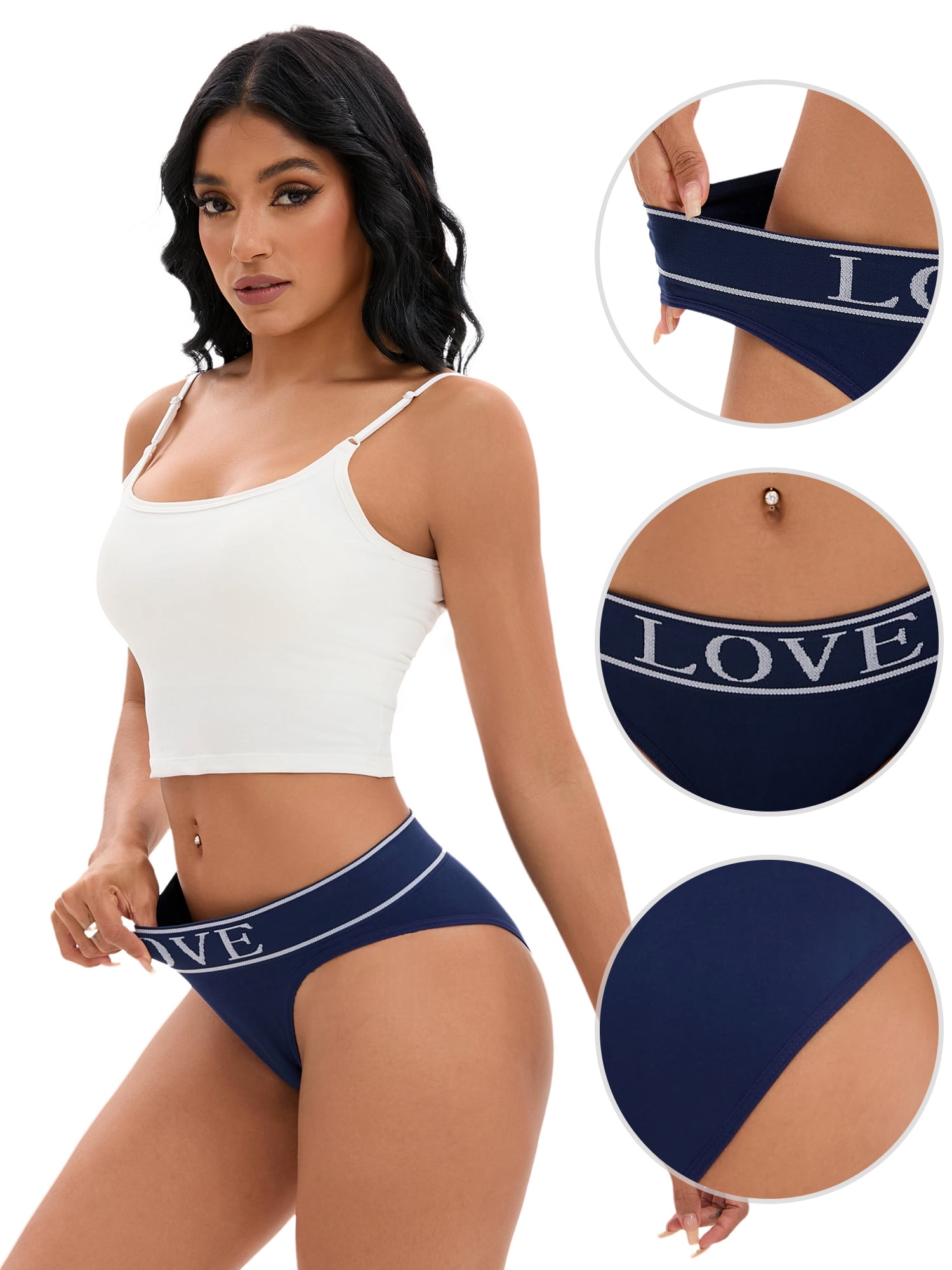Unique Bargains Women's High Elasticity Panties Mid-Waisted No Trace Briefs S Blue