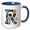 Blue/White, variant on 3drose, Resplendent Letter R. Space Flight Astronaut Art Name Monogram Gift, 11oz Two-tone Red Mug