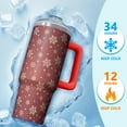 thumbnail image 4 of 30oz Snowman Tumbler with Lid and Straw Leak Proof Stainless Steel Cup Holiday Coffee Water Bottle Gifts, 4 of 5