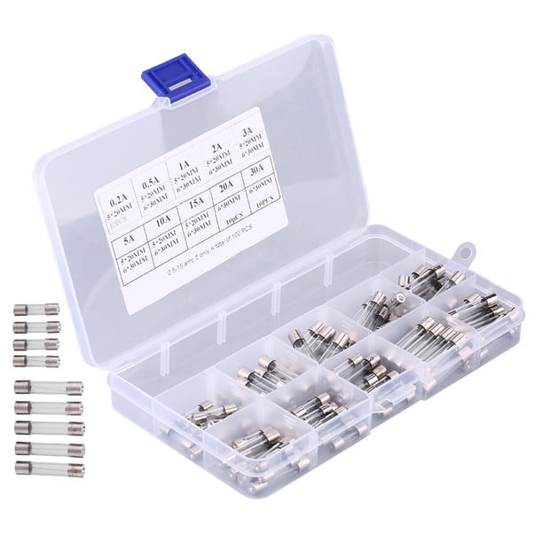 Tubo fusible, 100 piezas, 5 x 20 mm, 6 x 30 mm, surtido de tubos fusibles de vidrio para automóvil, tubo fusible de vidrio, artesanía superior
