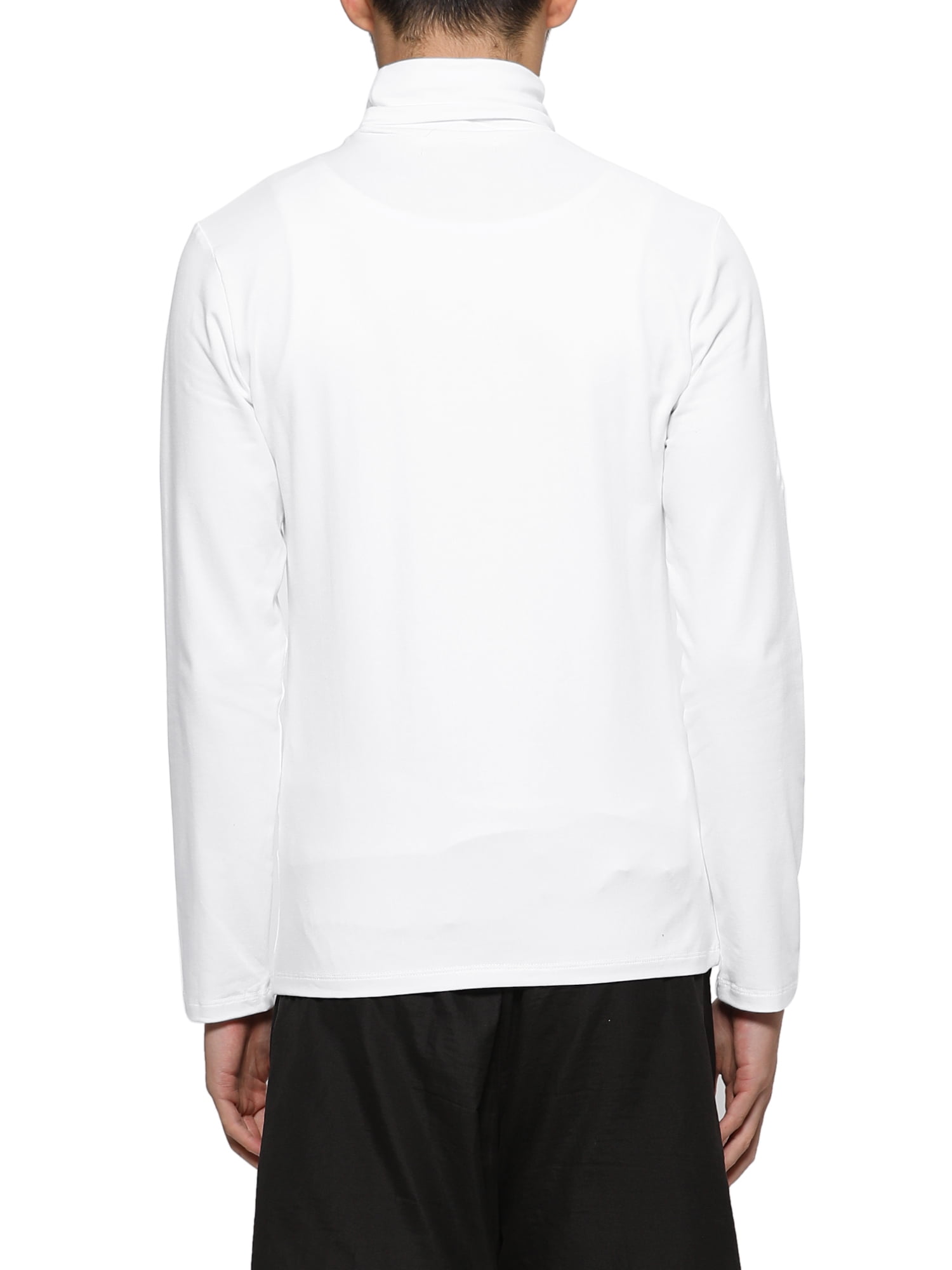 Unique Bargains Men's Pullover Lightweight Long Sleeve Top Turtleneck T-Shirt 38 White
