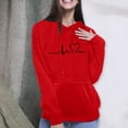 thumbnail image 6 of Floleo Clearance Fall Clothes For Women Men's And Women's Valentine's Day Heart Print Loose Pullover Hooded Sweatshirt Red, 6 of 9