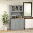 thumbnail image 2 of HOMCOM 71" Pantry Cabinet w/ Microwave Space Buffet w/ Hutch Grey, 2 of 10