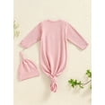 thumbnail image 4 of WIBACKER Newborn Baby Knotted Gown Infant Cotton Long Sleeve Sleeper with Mitten Cuffs, Baby Girl and Boy Sleep Gown, 4 of 6