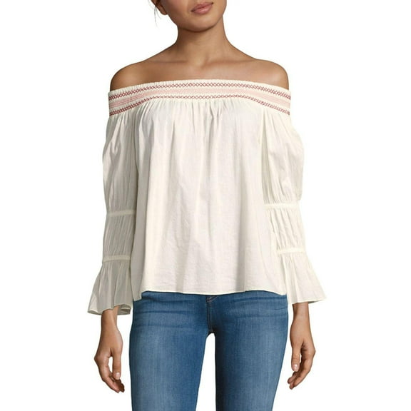 LoveShackFancy Women's Daisy Off-the-Shoulder Top X-Small Pink