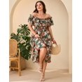 thumbnail image 2 of Yesfashion Womens Plus Size Dresses Floral Print Short Sleeve Square Neck Tie Maxi Dresses, 2 of 7
