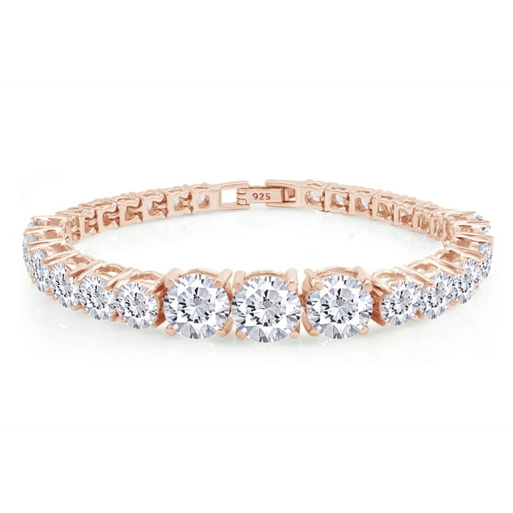 14k Rose Gold Over Sterling Silver Large Round Cut Cubic Zirconia Diamonds In Tennis Bracelet Jewelry For Womens