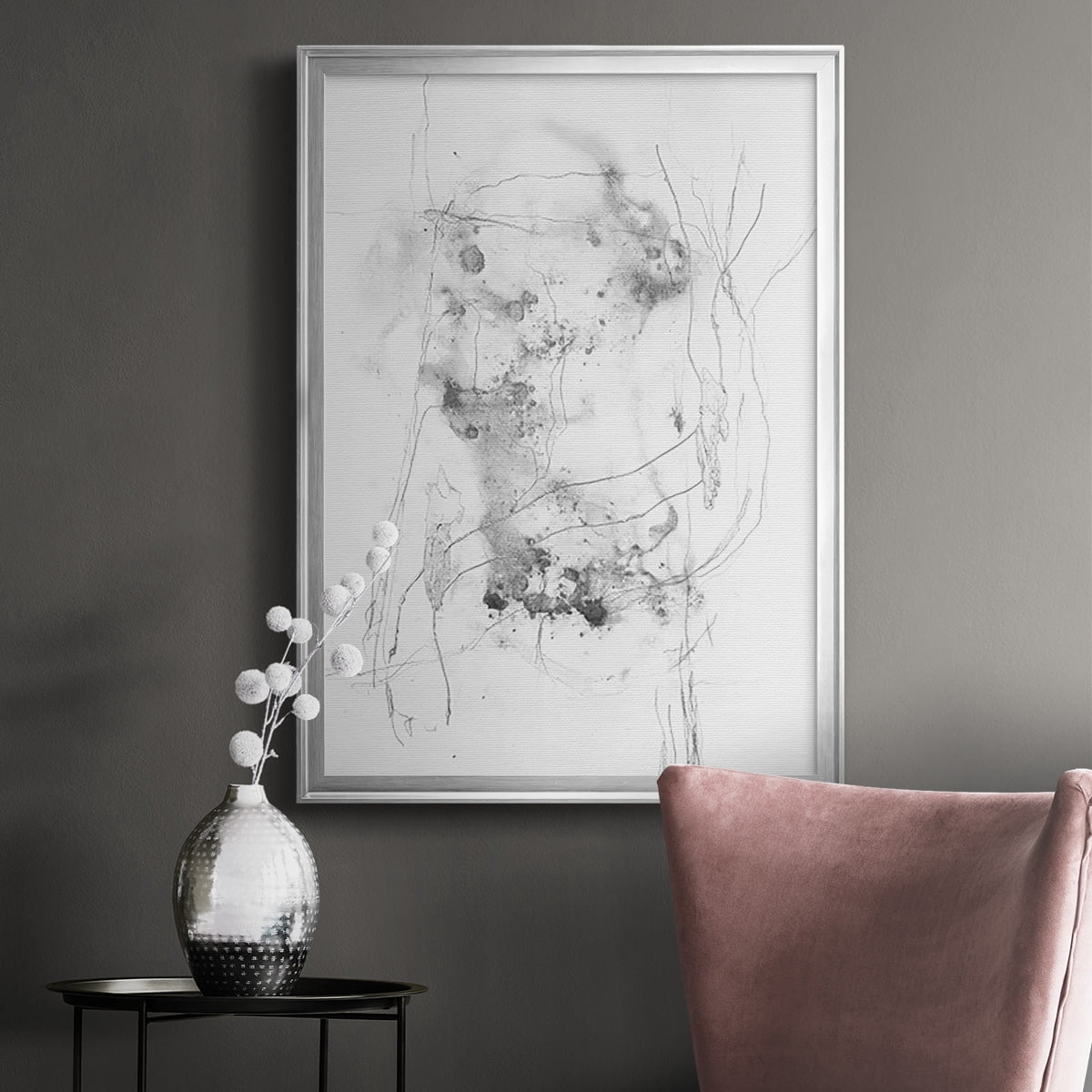 Graphite Abstract IV Premium Framed Print, in Gold, Black, or Silver - Ready to Hang