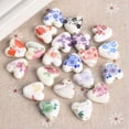 thumbnail image 3 of U8MO 10pcs Flower Patterns Heart Shape 14mm Ceramic Porcelain Loose Beads DIY Jewelry-5# Deep Blue, 3 of 8
