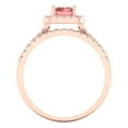 thumbnail image 4 of 1.57 ct Brilliant Emerald Cut Natural Garnet 18K Rose Gold Halo Solitaire with Accents Engagement Bridal Wedding Ring Band Set size 8.5, 4 of 7