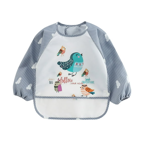 Landzoo Toddler Long Sleeve Baby Bibs Waterproof Sleeved Bib Soft Cartoon for Girls Boys
