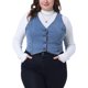 thumbnail image 1 of Chaleco de mezclilla sin mangas de talla grande para mujer GRACE & GRANDEUR, con cuello en V y botones, chaqueta casual de mezclilla 4X azul claro, 1 of 1