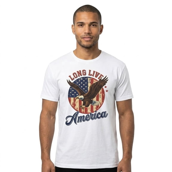 250th Anniversary Mens Patriotic T Shirts, Patriotic Long Live America Eagle Graphic Tee, Vintage Distressed USA Flag 1776 Short Sleeve Shirt, S-3XL