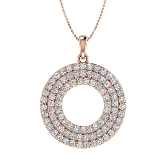 1/10 Carat Diamond Circle Pendant Necklace in 14K Rose Gold (Included Silver Chain)