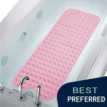 MEKBOK Tub and Shower Mat, Extra Long Non Slip Bath Mat (39" x 16"), Machine Washable Bathroom Tub Mat (Pure Pink)