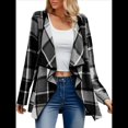 thumbnail image 1 of Chaqueta de Solapa A Cuadros con Abertura Frontal para Mujer, Camisas de Larga para Mujer, Chaquetas Ligeras Informales para Otoño. Gris XXL, 1 of 9