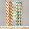 thumbnail image 3 of Ambesonne Retro Curtains, Diagonally Striped Squares, Pair of 28"x84", Marigold Scarlet, 3 of 5