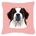 thumbnail image 3 of Checkerboard Blue Saint Bernard Fabric Decorative Pillow, 3 of 3