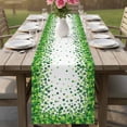 thumbnail image 4 of St. Patrick's Day Table Runner - 48 Inch Long Spring Lucky Shamrocks Rustic Leaves Cotton and Linen Blended Dress Scarves Farmhouse Table Runner for Kitchen Dining, Coffee Table, 13" x 48", 4 of 8