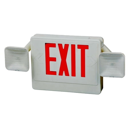 Combo LED Exit Emergency Light Red LED White Housing