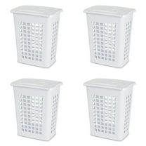 Sterilite Rectangular LiftTop Laundry Hamper Plastic Adult, White, Set of 4