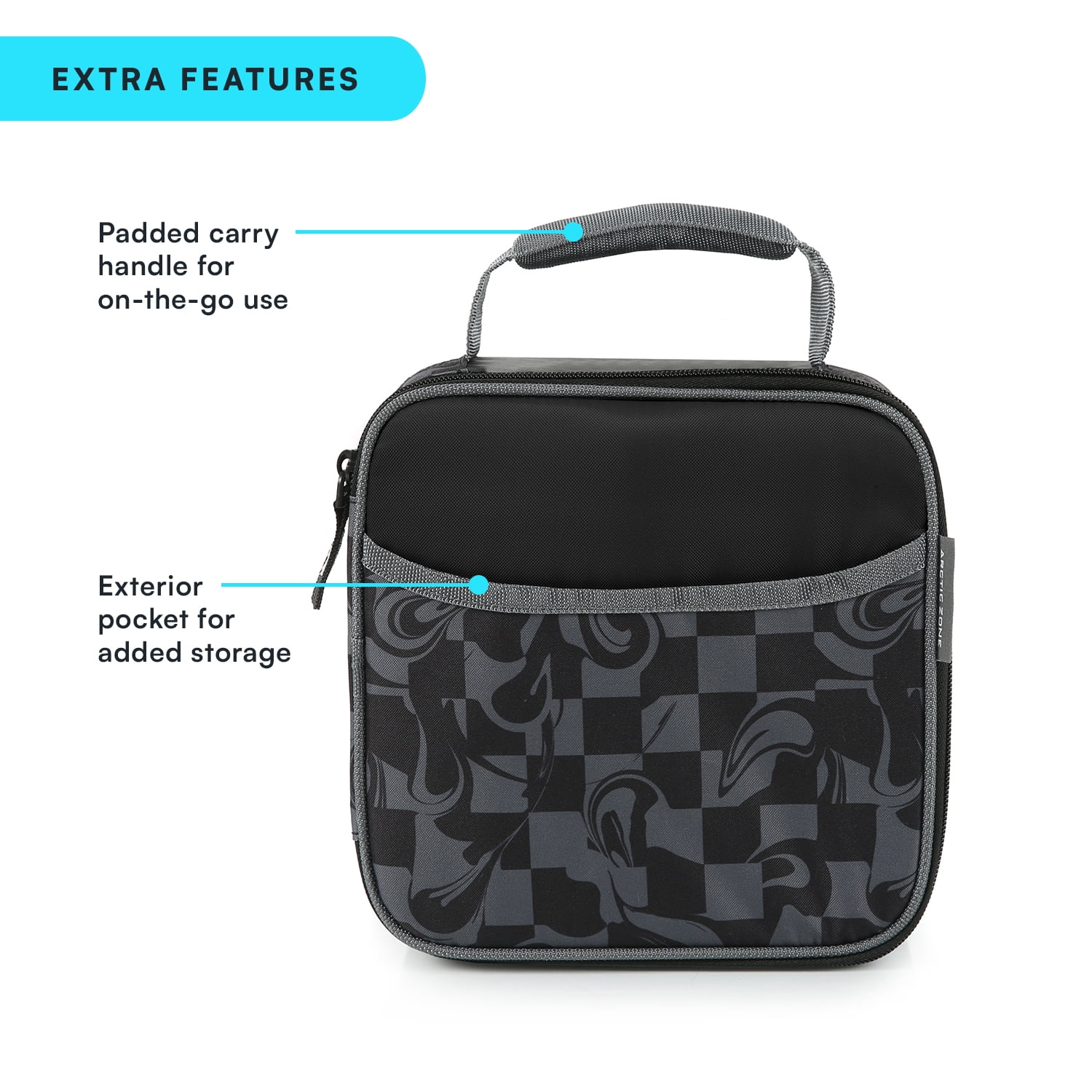 Arctic Zone Combo Lunch Box, Warped Checkerboard, Includes Food Container, Water Bottle, and Ice Pack