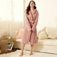 thumbnail image 6 of Afdoent Soft Womens Robe Women's Double Pocket Hooded Flannel Bathrobe Soft And Warm Double Faced Velvet Bathrobe Pajamas And Home Wear Comfortable, 6 of 9