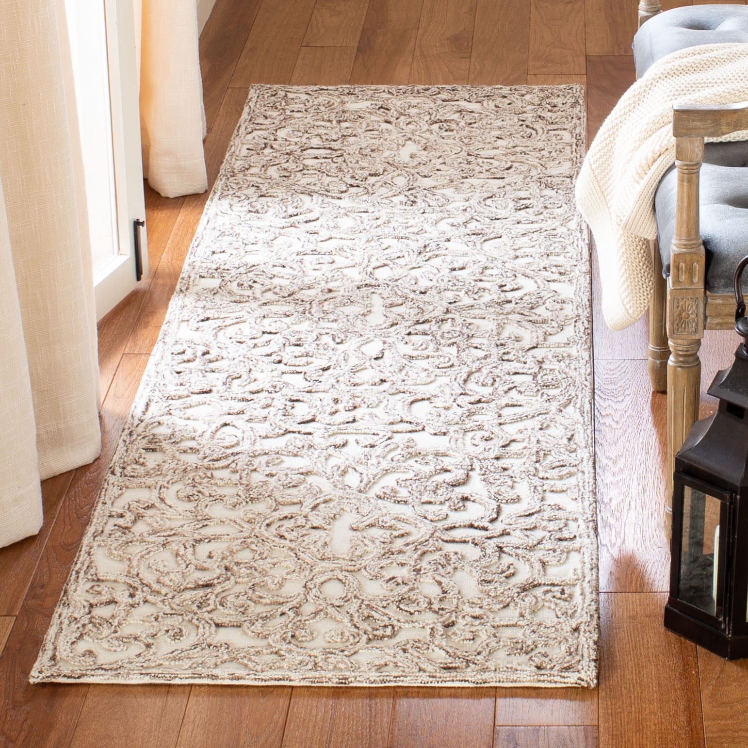 SAFAVIEH Trace Bryan Geometric Runner Rug, Brown/Ivory, 2'3" x 8'