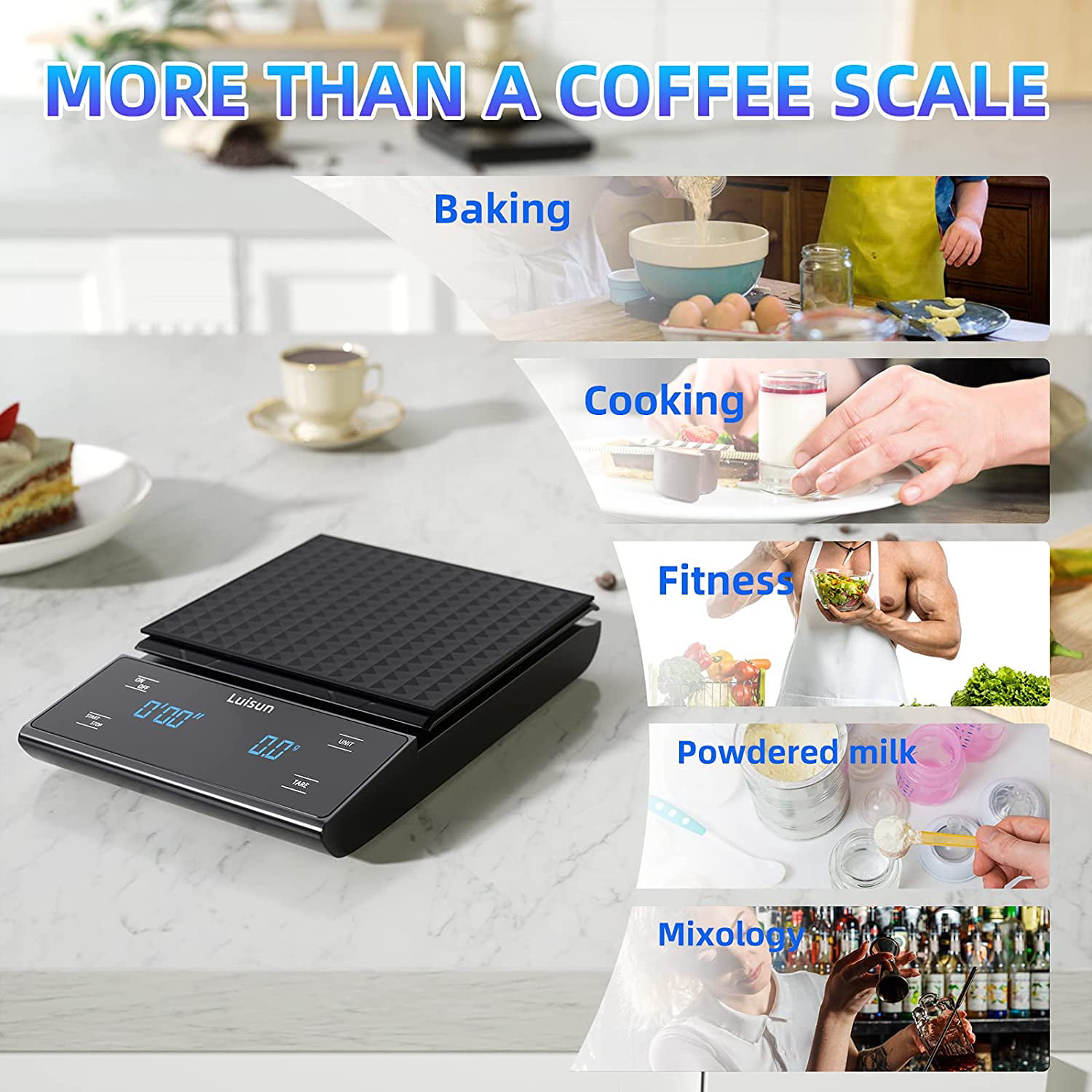  Fuzion Coffee Scale with Timer, Beeps Function, 3000g