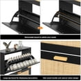 thumbnail image 5 of Finnhomy Extended Edition Shoe Cabinet with Natural Rattan Flip Drawers for Entryway, Free Standing 3 Tier Slim Shoe Organizer, Shoe Cabinet with 3-Gear Adjustable Width Drawers, Black, 5 of 15
