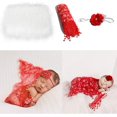 thumbnail image 1 of Accesorios para fotografía de bebés JM 3 uds blanco manta roja esponjosa envoltura diadema flores, 1 of 5