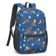 thumbnail image 2 of Boxer and Dog Paw Print Blue Pattern 17" Waterproof Oxford School Backpacks for Teens, S-Shape Padded Straps, for School, Travel, Hiking, Camping, 2 of 5