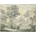 thumbnail image 2 of Louis Fabritius Dubourg 18x15 Black Ornate Wood Framed Double Matted Museum Art Print Titled - Arcadian Landscape with a Tomb (1746), 2 of 5