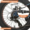Hiland Kids Fat Tire Bike, Shimano 7-Speed, Dual-Disc Brakes, 20 inch Kids Trail Mountain Bike for Boys Girls, Blue