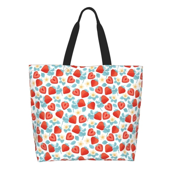 Rocae Strawberries for Big Capacity Shoulder Bag with Pockets,Tote Bag for Women Handbag